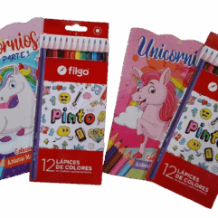 Librito Para Colorear Unicornios + 12 Lápices De Colores Largos